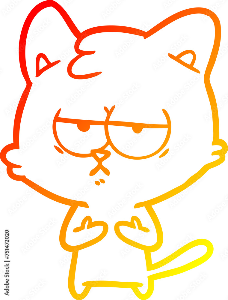 warm gradient line drawing bored cartoon cat warm gradient line drawing bored cartoon cat