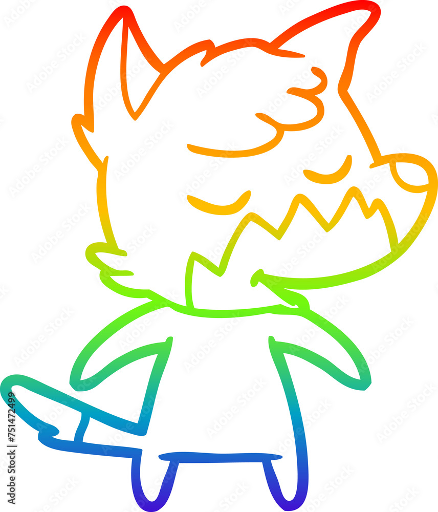 rainbow gradient line drawing friendly cartoon fox rainbow gradient line drawing friendly cartoon fox
