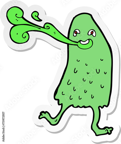 sticker of a cartoon funny slime monster © lineartestpilot