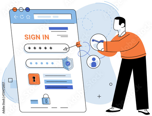 Sign up page vector illustration. Accounting for user information is essential for personalized experiences on website The web interface simplifies sign up and registration process The sign up page © Dmytro