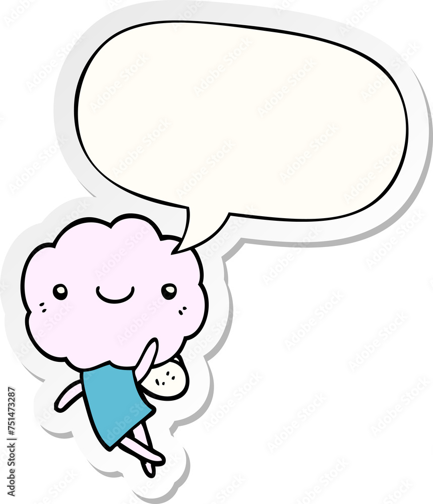 cute cloud head creature and speech bubble sticker cute cloud head creature and speech bubble sticker