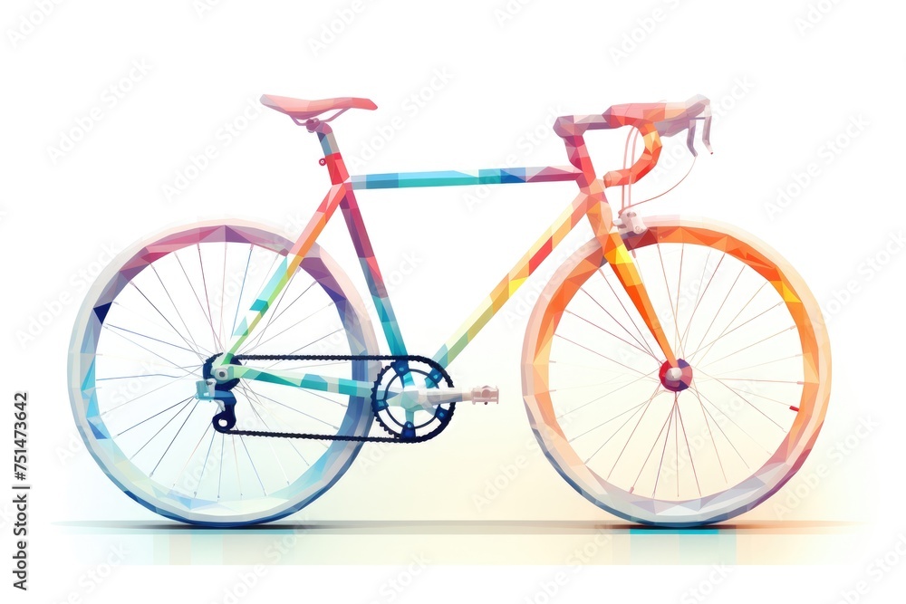 Beautiful low poly bicycle on white background