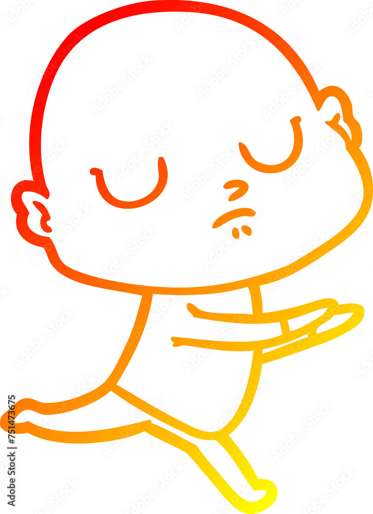 warm gradient line drawing cartoon bald man warm gradient line drawing cartoon bald man