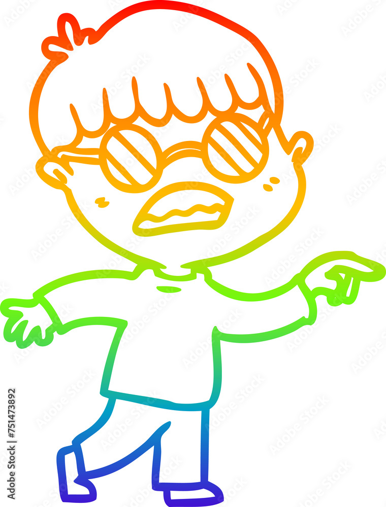 rainbow gradient line drawing cartoon boy wearing spectacles rainbow gradient line drawing cartoon boy wearing spectacles