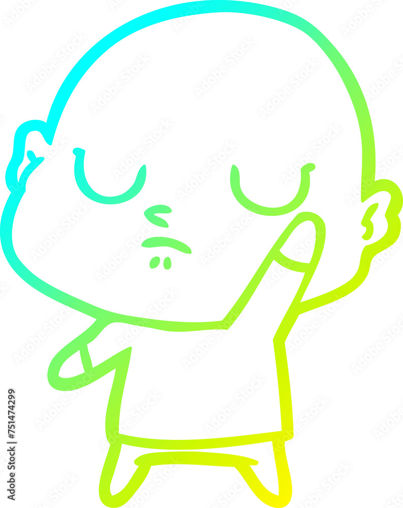 cold gradient line drawing cartoon bald man cold gradient line drawing cartoon bald man