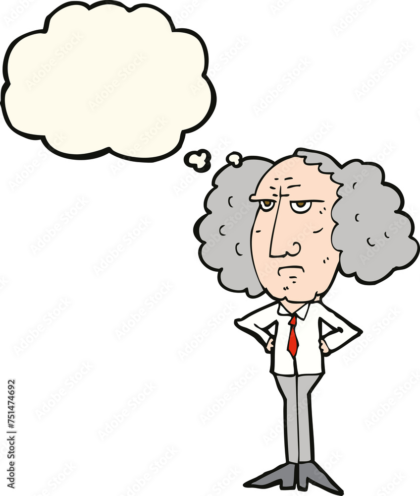 cartoon big hair lecturer man with thought bubble cartoon big hair lecturer man with thought bubble