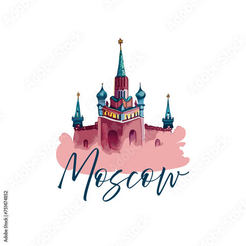 Moscow vector illustration in watercolor style.