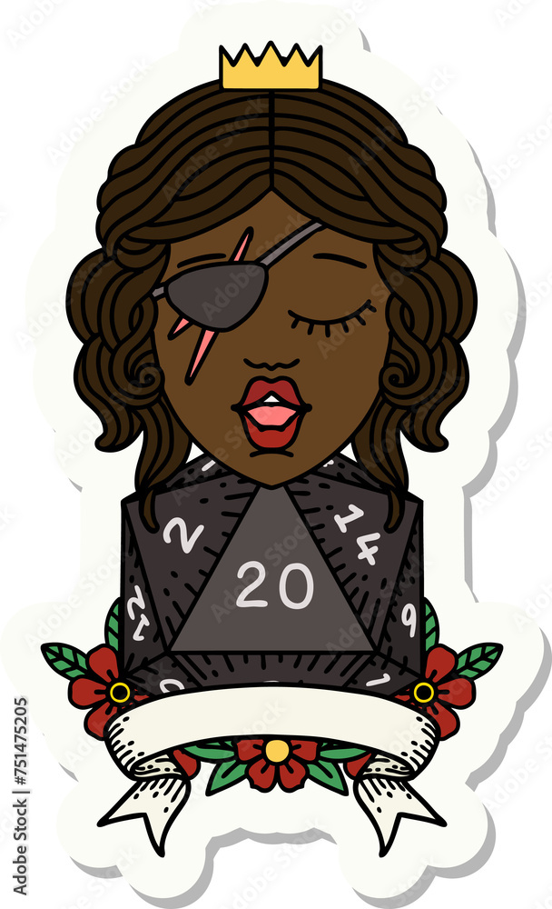 human rogue with natural 20 dice roll sticker human rogue with natural 20 dice roll sticker