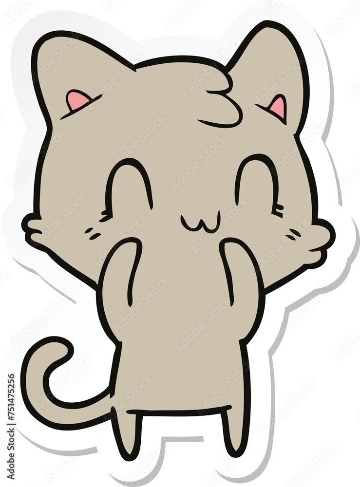 sticker of a cartoon happy cat sticker of a cartoon happy cat