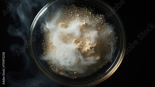 White powder in petri dish photo