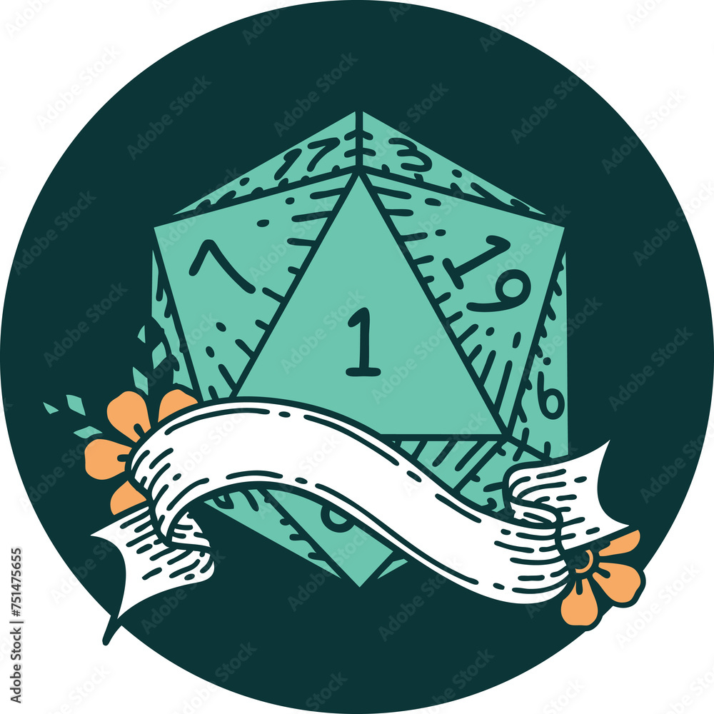 natural one d20 dice roll icon natural one d20 dice roll icon