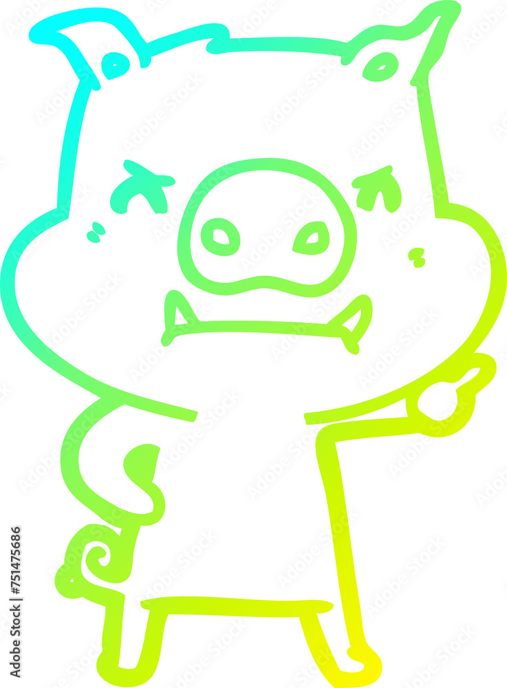 cold gradient line drawing angry cartoon pig cold gradient line drawing angry cartoon pig