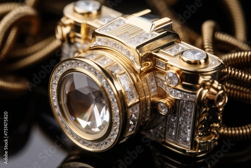 Gold Diamond Jewelry Camera Closeup, Luxury Precious Gift, Marriage Brilliants, Precious Brilliant