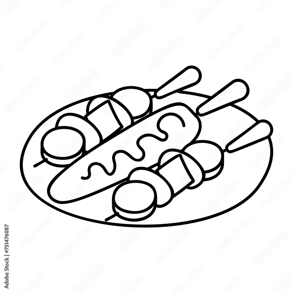 Oven Roasted Corn on the Cob with vegetables outline concept, vector design, Fast Food hand draw symbol, Junk food sign, english american cuisine stock illustration Oven Roasted Corn on the Cob with vegetables outline concept, vector design, Fast Food hand draw symbol, Junk food sign, english american cuisine stock illustration