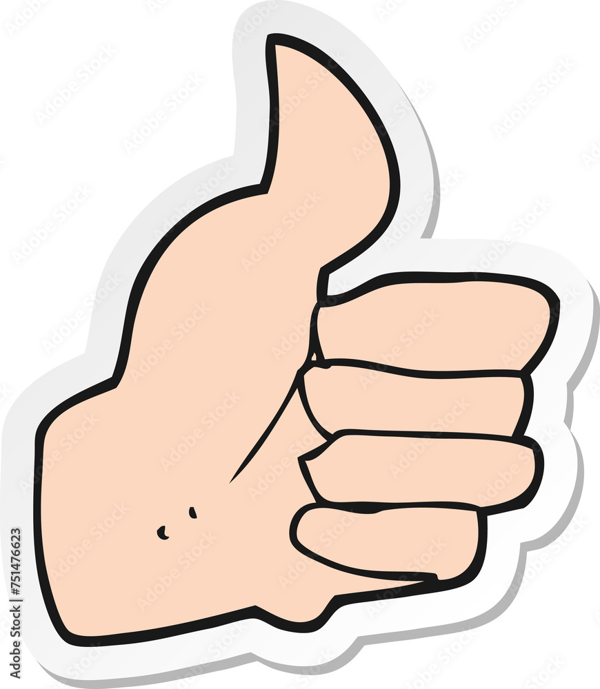 sticker of a cartoon thumbs up symbol sticker of a cartoon thumbs up symbol