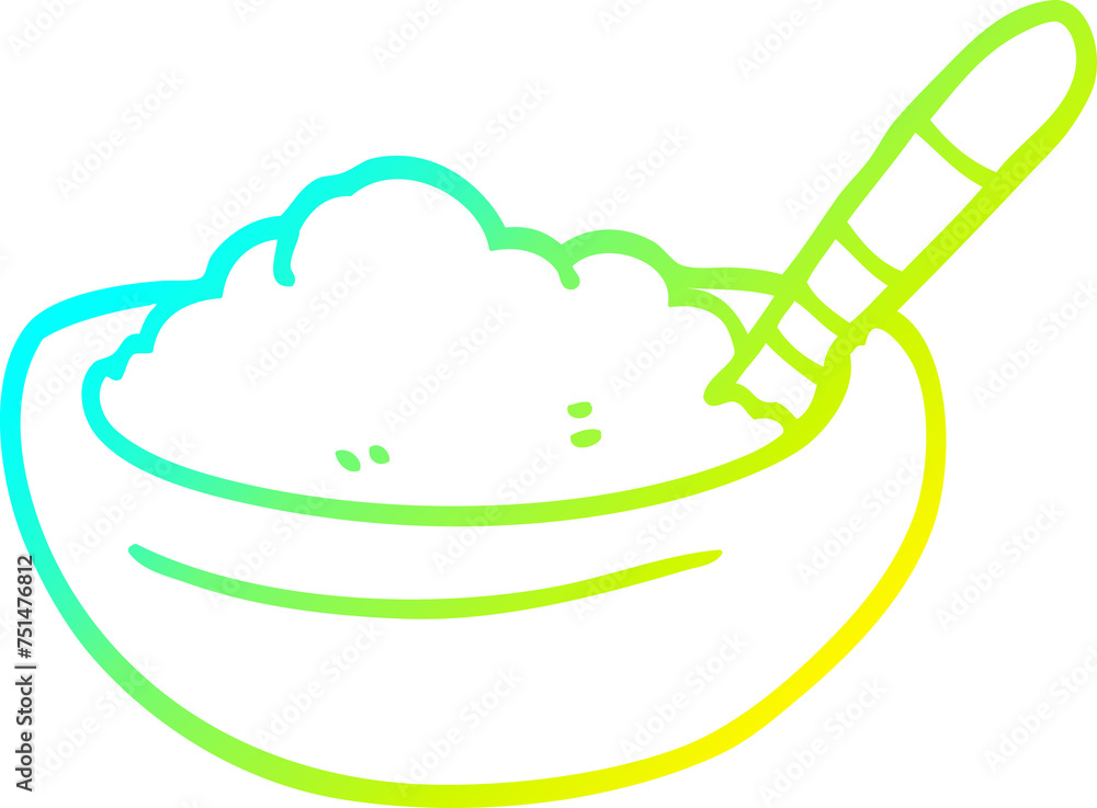 cold gradient line drawing cartoon bowl of mashed potato cold gradient line drawing cartoon bowl of mashed potato