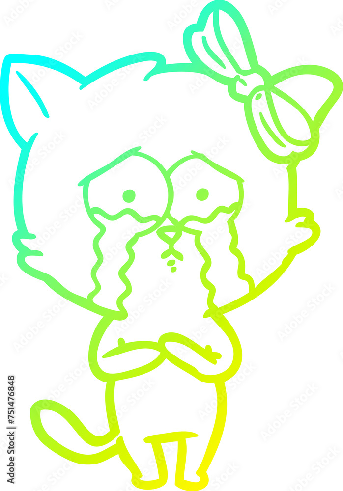 cold gradient line drawing cartoon cat cold gradient line drawing cartoon cat