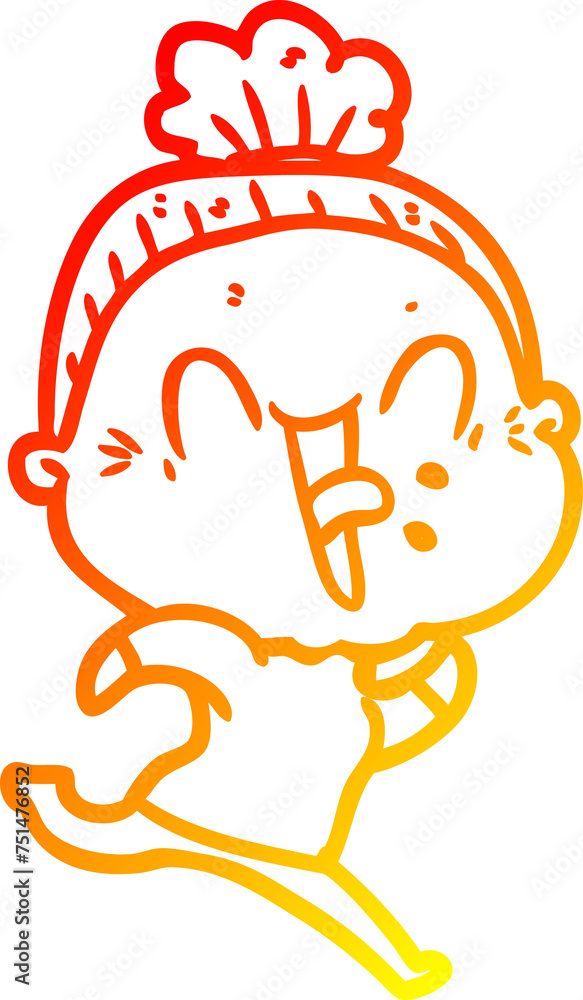 warm gradient line drawing cartoon happy old woman warm gradient line drawing cartoon happy old woman