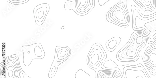 Topographic map background geographic line map with seamless ornament design. The black on white contours vector topography stylized height of the lines map.