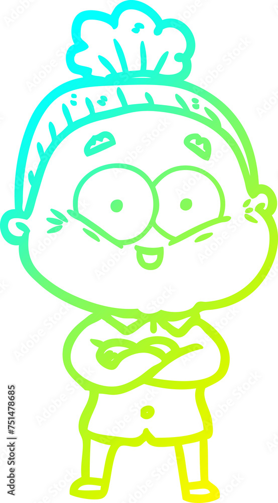 cold gradient line drawing cartoon happy old woman cold gradient line drawing cartoon happy old woman