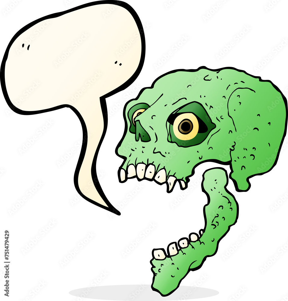 cartoon scary skull with speech bubble cartoon scary skull with speech bubble