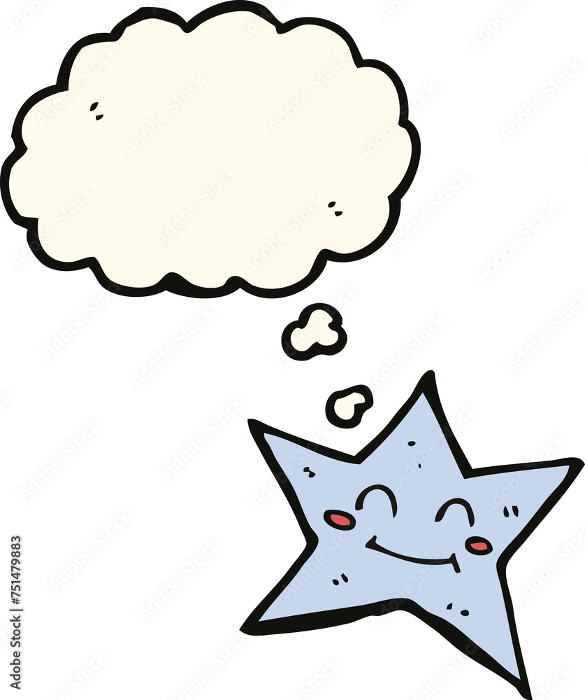 cartoon star character with thought bubble cartoon star character with thought bubble