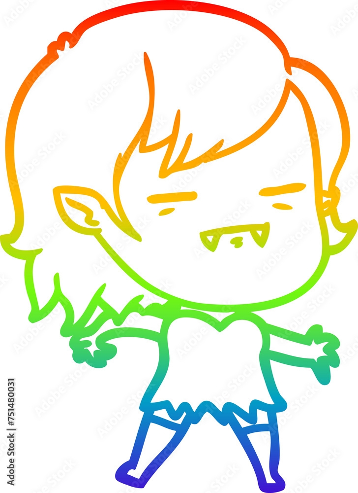 rainbow gradient line drawing cartoon undead vampire girl rainbow gradient line drawing cartoon undead vampire girl