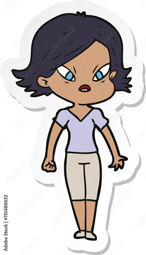 sticker of a cartoon stressed woman sticker of a cartoon stressed woman