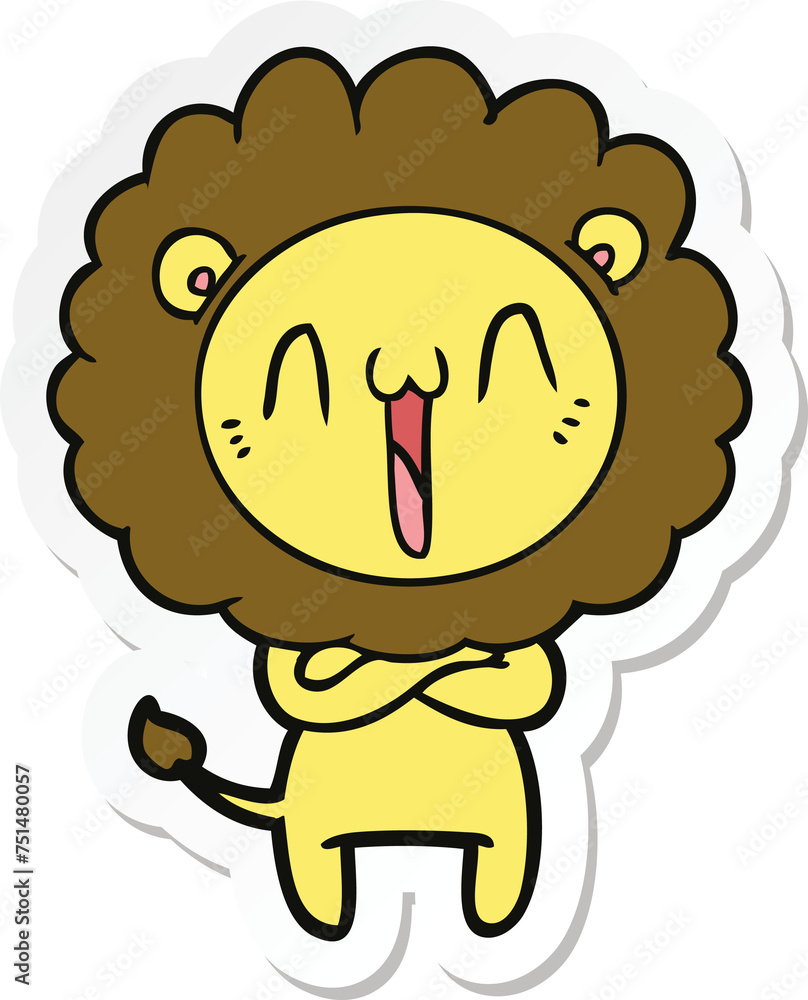 sticker of a happy cartoon lion sticker of a happy cartoon lion
