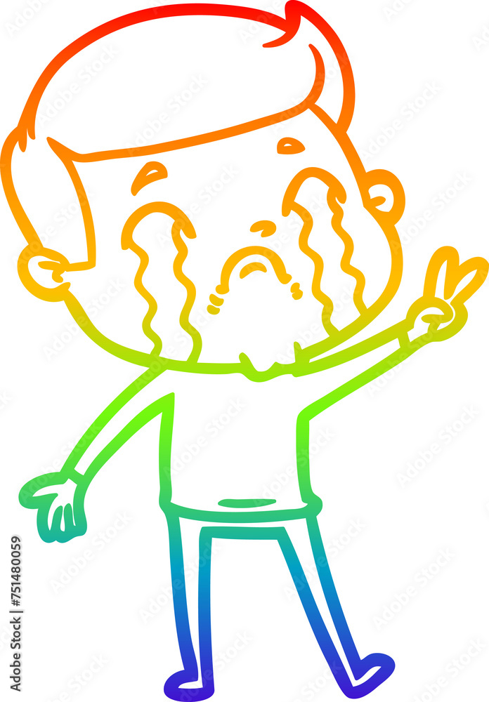 rainbow gradient line drawing cartoon man crying rainbow gradient line drawing cartoon man crying