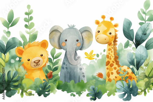 Zeichnung Löwe, Giraffe, Elefant