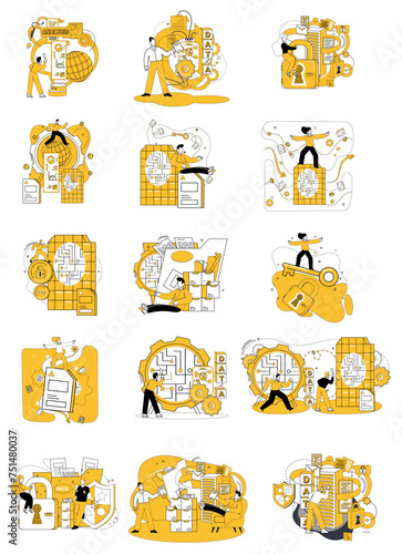 Data science vector illustration. Big data is raw material awaiting sculptors touch in realm analytics Development unfolds like tapestry under analytical gaze digital innovators Database management