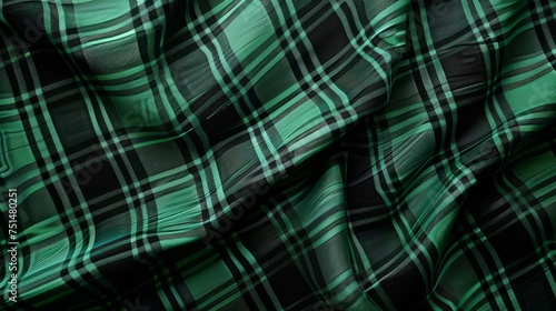 green plaid fabric background 2