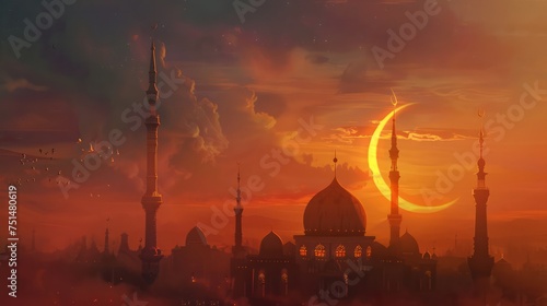 Ramadan greeting card background photo