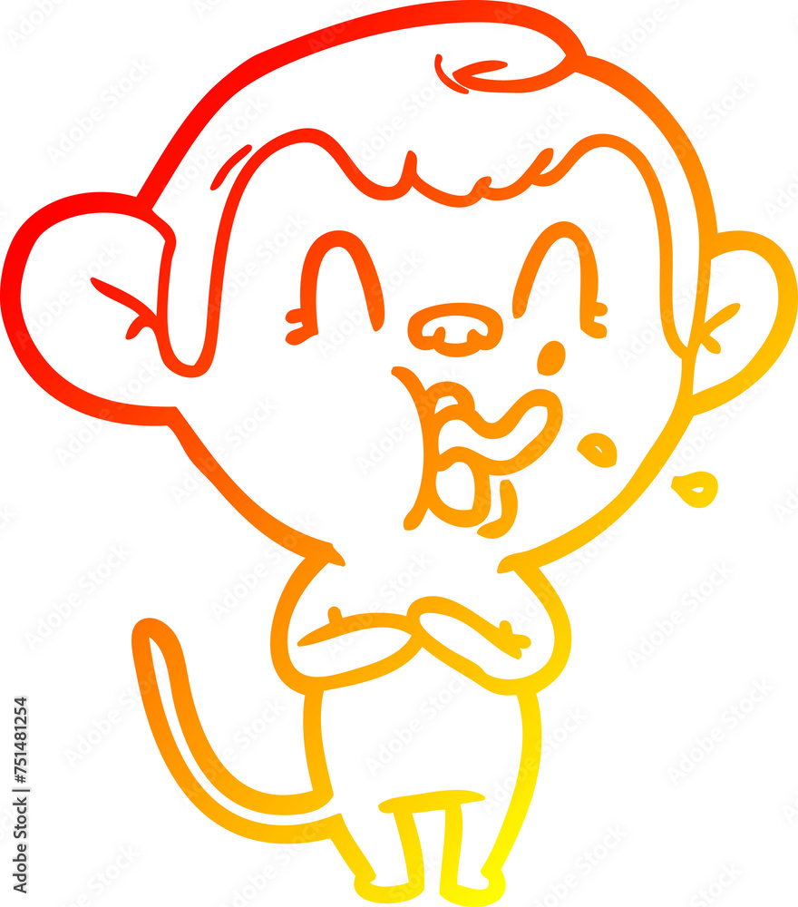 warm gradient line drawing crazy cartoon monkey warm gradient line drawing crazy cartoon monkey