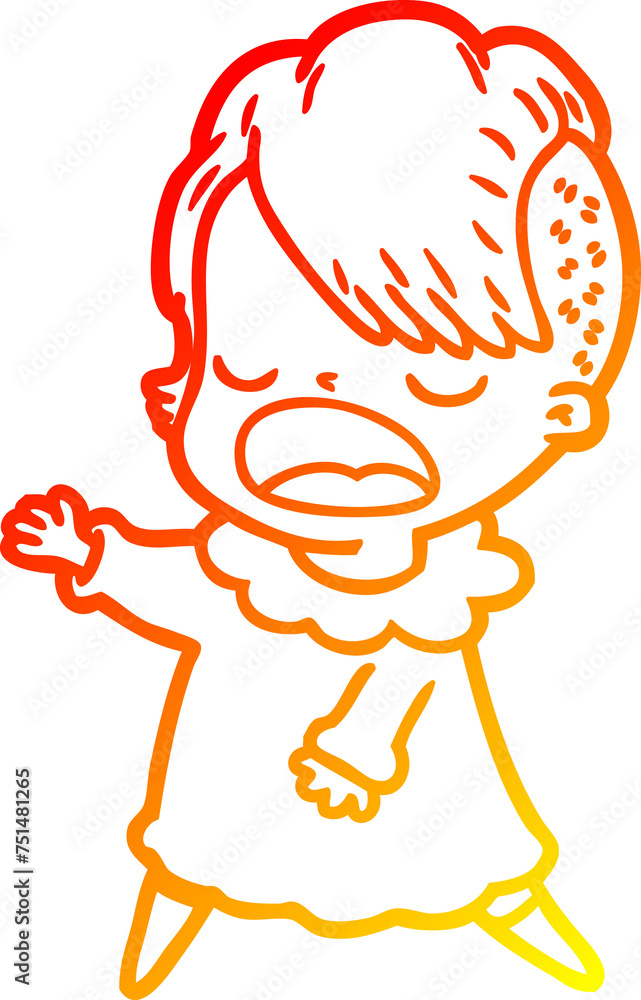 warm gradient line drawing cartoon cool hipster girl talking warm gradient line drawing cartoon cool hipster girl talking