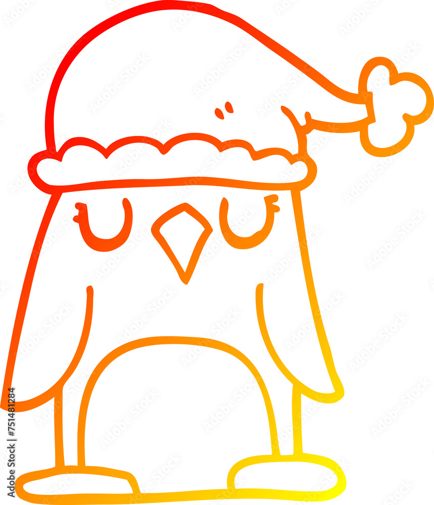 warm gradient line drawing cartoon christmas penguin warm gradient line drawing cartoon christmas penguin
