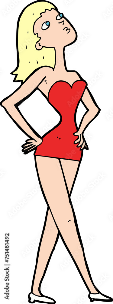 cartoon woman in party dress