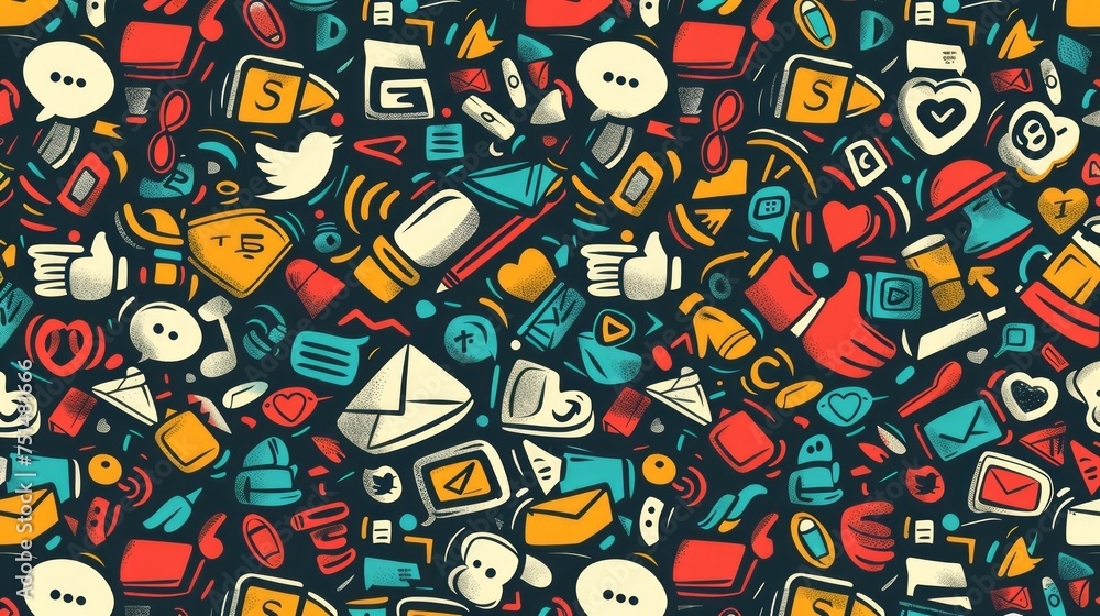 Social media doodle pattern Social media doodle pattern
