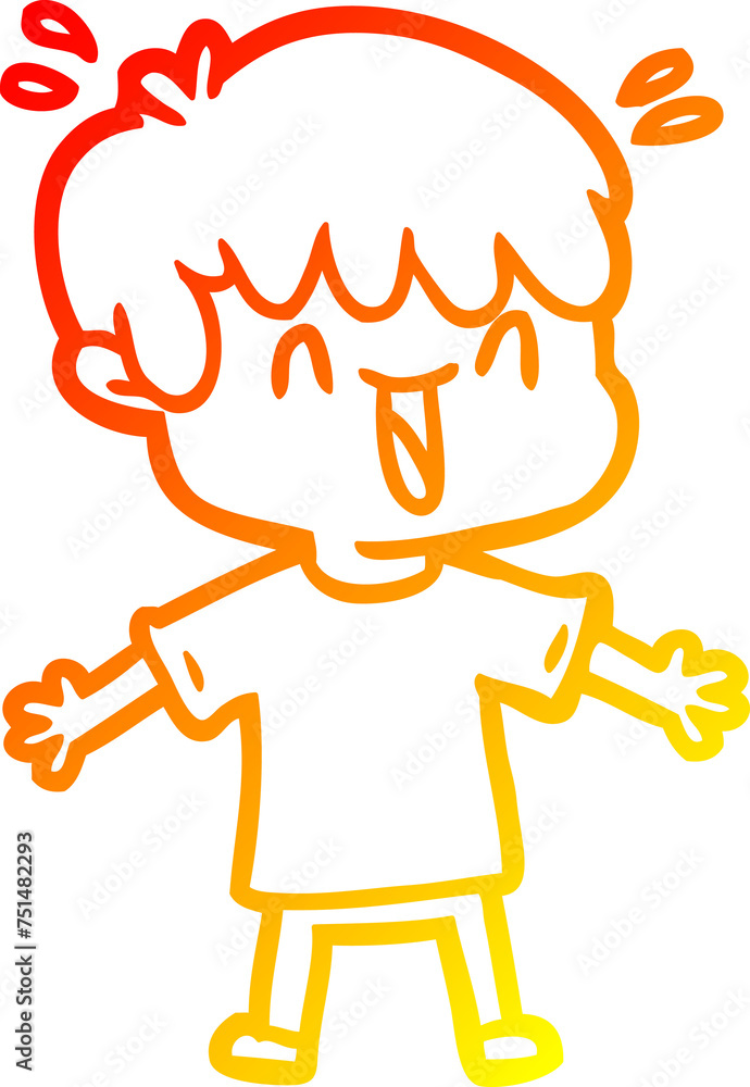 warm gradient line drawing cartoon laughing boy warm gradient line drawing cartoon laughing boy