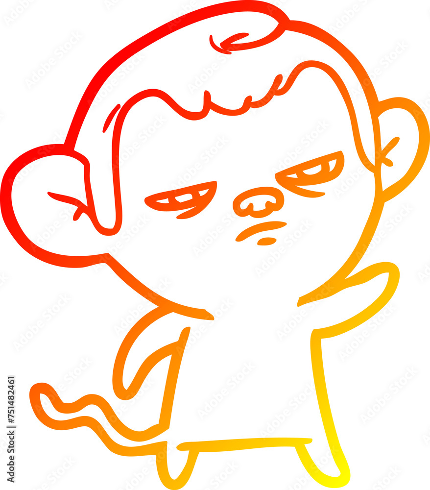 warm gradient line drawing cartoon annoyed monkey warm gradient line drawing cartoon annoyed monkey