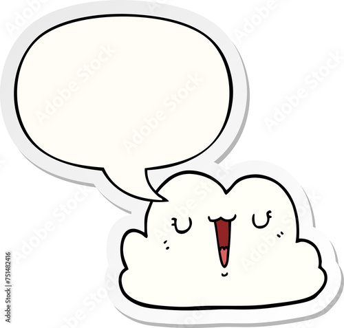 cute cartoon cloud and speech bubble sticker