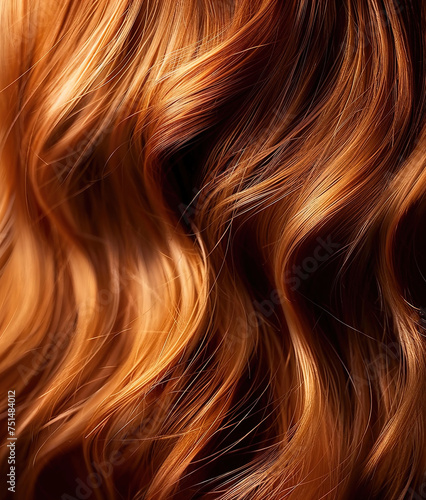  Beautiful female red long hair, close-up