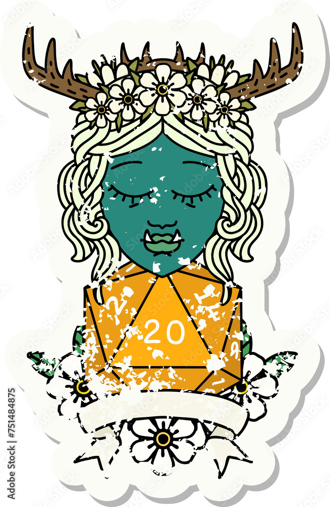 orc druid character with natural twenty dice roll illustration orc druid character with natural twenty dice roll illustration