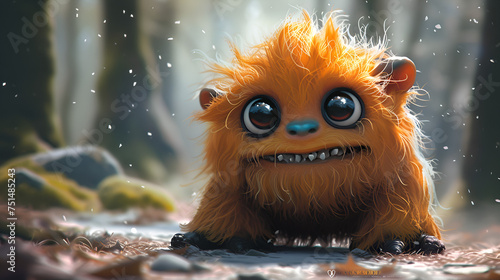 Cute Furry Monster - Adorable Creature with Playful Charm and Endearing Appeal - Generative Ai