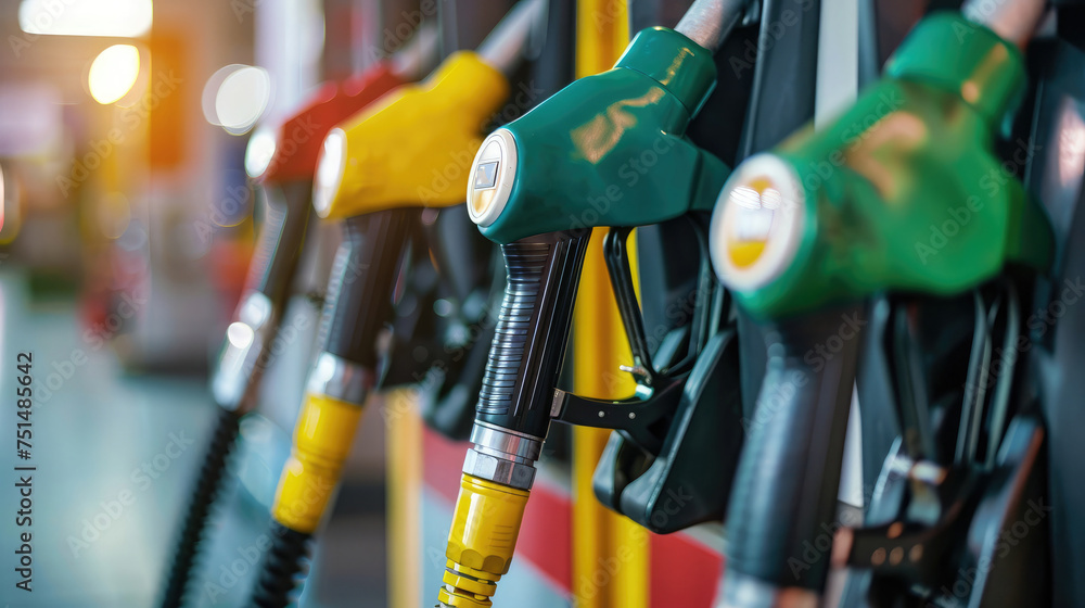Gas pump nozzles in a service station Gas pump nozzles in a service station