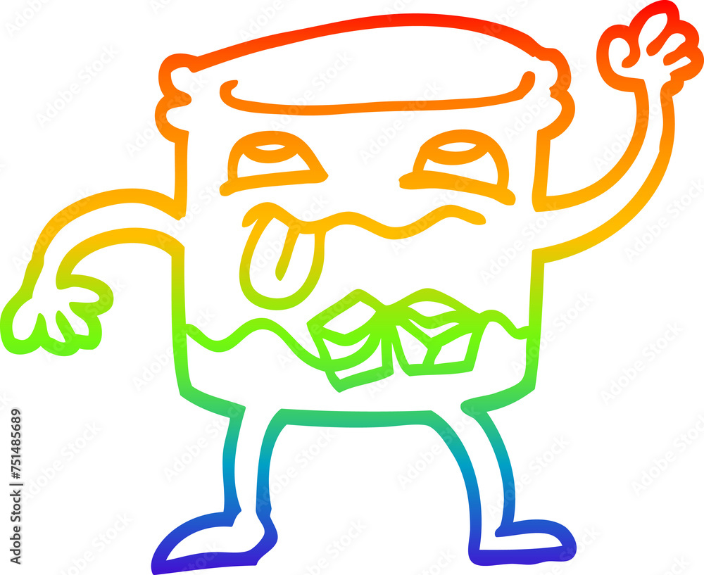rainbow gradient line drawing cartoon whisky glass rainbow gradient line drawing cartoon whisky glass