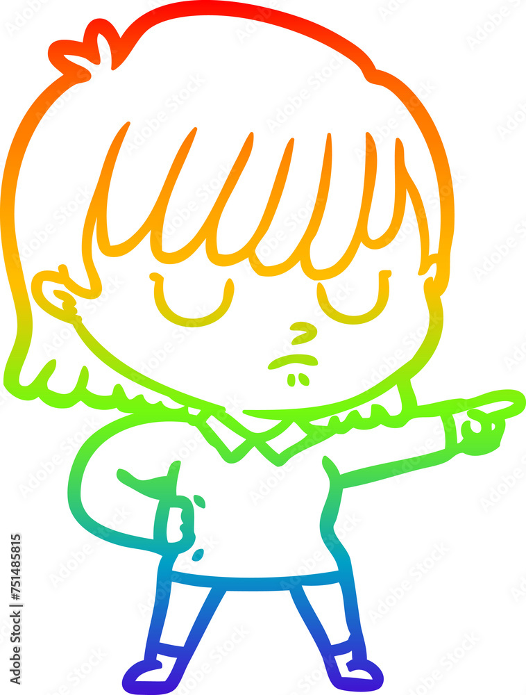 rainbow gradient line drawing cartoon woman rainbow gradient line drawing cartoon woman