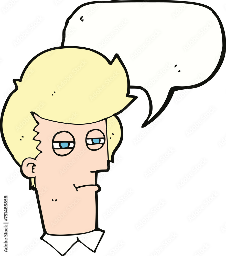 cartoon man with narrowed eyes with speech bubble cartoon man with narrowed eyes with speech bubble