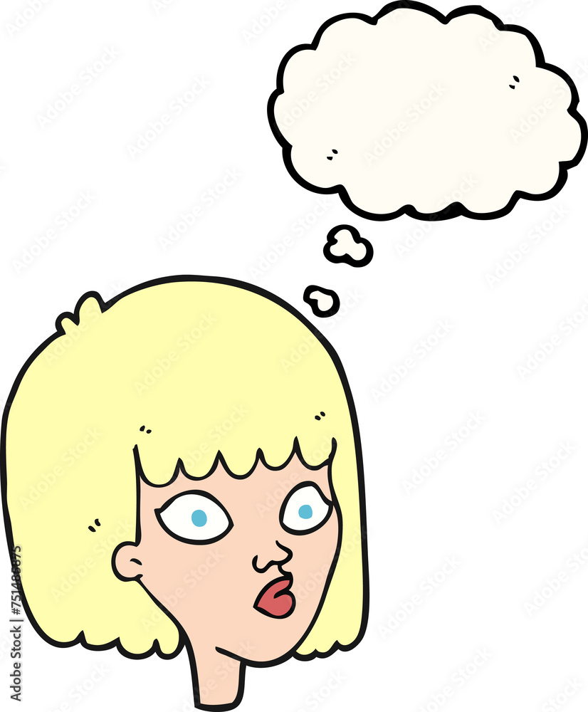 thought bubble cartoon female face thought bubble cartoon female face
